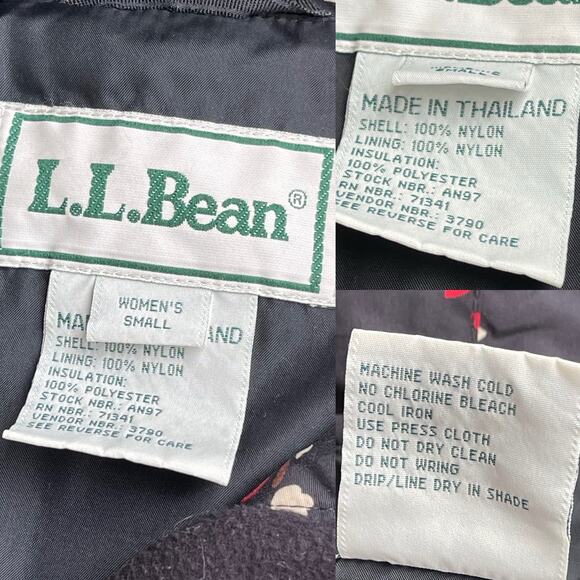 LL Bean Ski pullover anorak jacket shell coat snowflake‎ skiier boho black red S - Picture 4 of 17